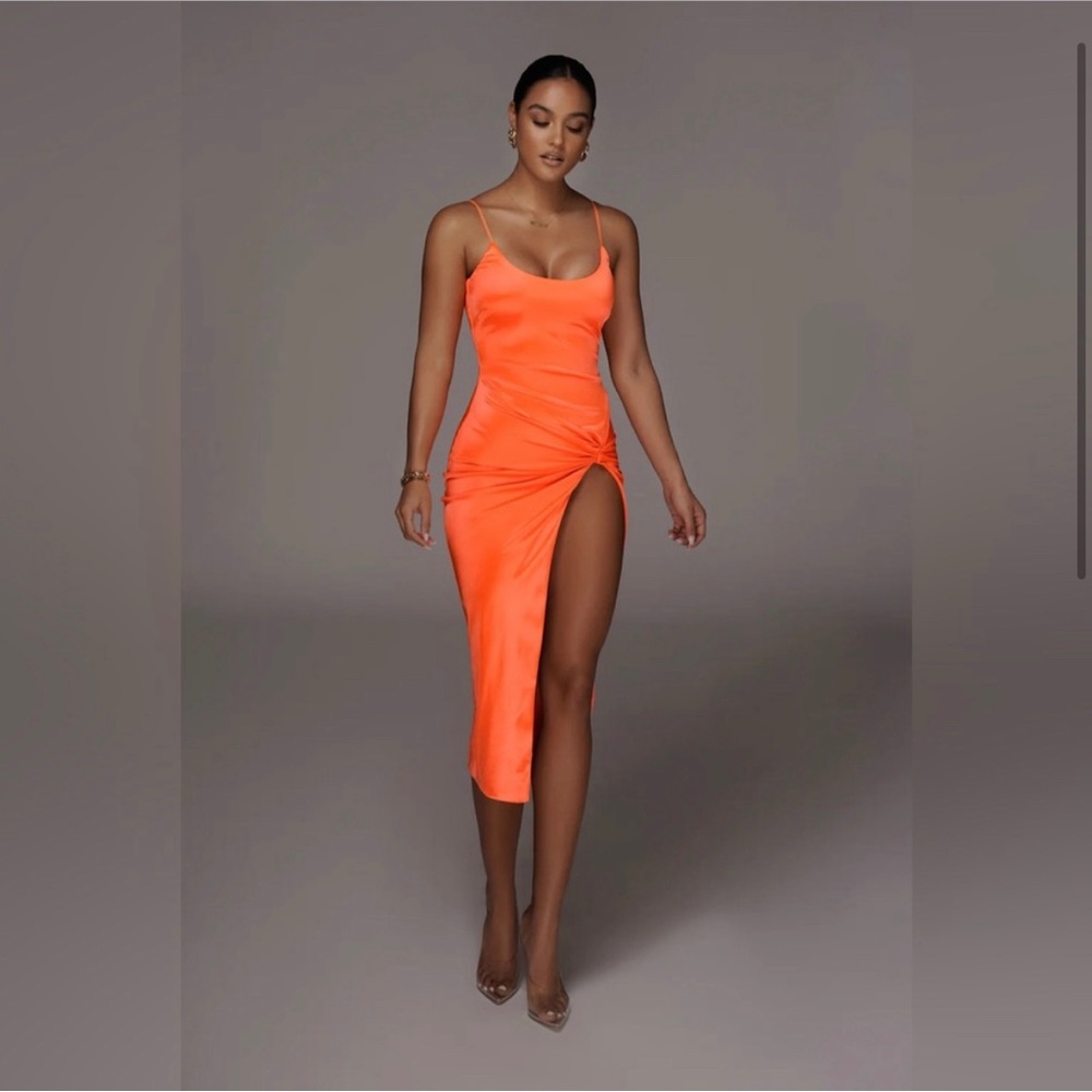 ( SOLD) Orange Satin JLUXLABEL Dress